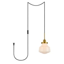 Dewlit 1 Light Pendant Plug In in Brass and Frosted White