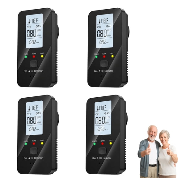 Dewlora 4-in-1 Co Detector, Dewlora Co Detector, 3-in-1 Gas Monitoring with a Visual Status Display, Ergonomic Design with Built-In Physical Audio Alert Component, Suitable for Indoor Use