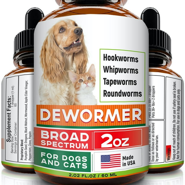 USA-Made Dewormer for Dogs & Cats - Broad Spectrum Worm Treatment - 2oz
