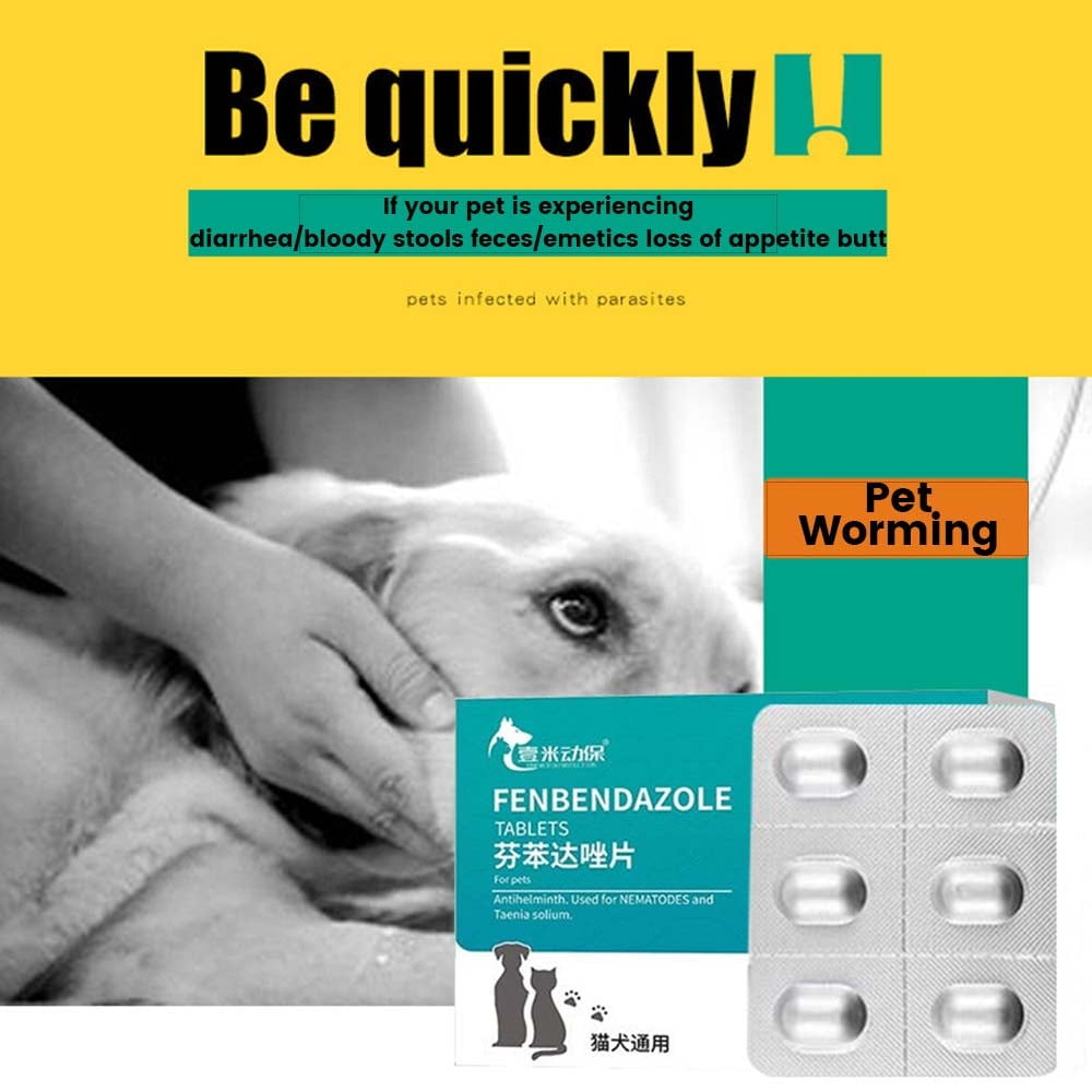 Dewormer for Cats, Dog Dewormer, 6 Tablets/Box , Dewormer Oral Treatment for Tapeworm 1 Box