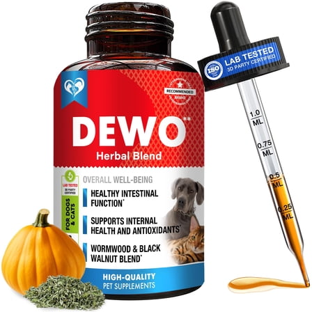 Natural Digestive Support for Dogs, Puppies & Cats, Kittens – Herbal Blend with Wormwood, Black Walnut – Promotes Healthy Gut – Advanced Formula for Large, Medium Small Pets para Perros
