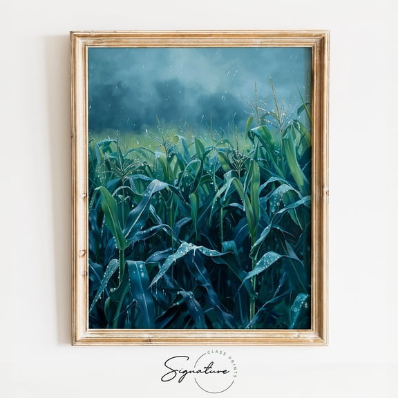 Dewy Corn Field, Morning Light On Fresh Corn, Rustic Farm Landscape Art, Summer Nature Wall Decor, Farmhouse Charm, 615 Home Decor, 8x12 UNFRAMED