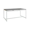 thumbnail image 1 of Dex 63 Inch Outdoor Dining Table, Rectangular, Teak Accents, Stone, White, 1 of 5
