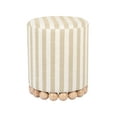 thumbnail image 1 of Dex Beige Striped Linen Ottoman, 1 of 7