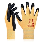 DEXFIT FN330 Orange Multipurpose Nitrile Coated Work Gloves Firm Grip, Durable, Large - 3 Pairs