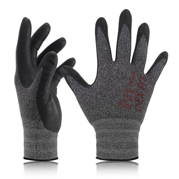 DEXFIT FN330 Black Grey Multipurpose Nitrile Coated Work Gloves (Firm Grip, X-Large) - 3 Pairs