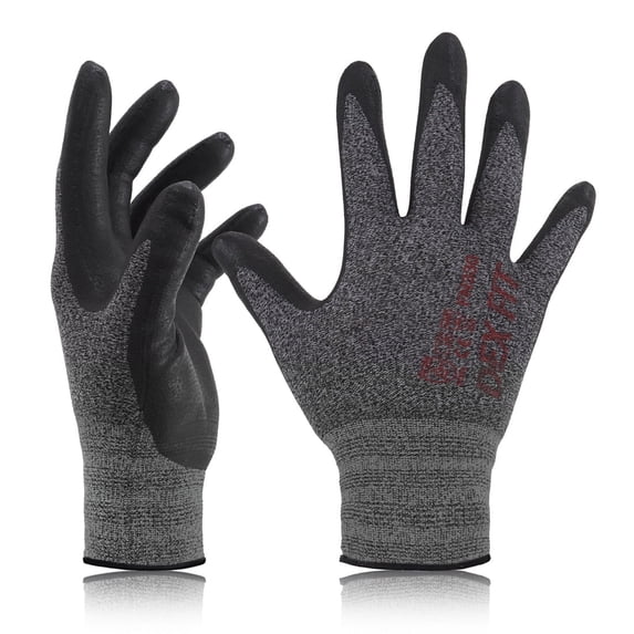 DEXFIT FN330 Black Grey Multipurpose Nitrile Coated Work Gloves (Firm Grip, Medium) - 3 Pairs