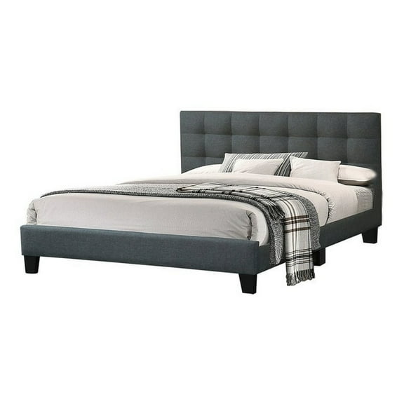 Dex Modern Platform King Size Bed Plush Tufted Upholstery Charcoal Gray