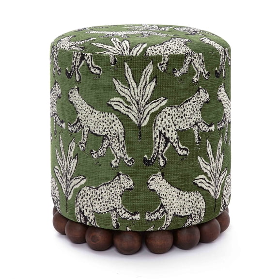 Dex Olive Green Leopard Ottoman