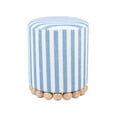thumbnail image 1 of Dex Pastel Blue Striped Linen Ottoman, 1 of 4