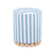 Dex Pastel Blue Striped Linen Ottoman