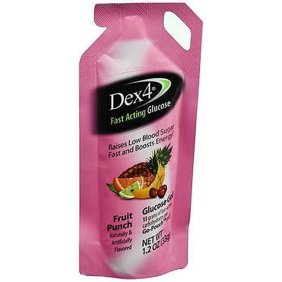 Dex4 Fast Acting Fruit Punch Glucose Gel Pouch, 1.2 Oz.