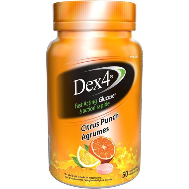 Dex4 Glucose Tablets, Citrus Punch, 50 Count Bottle, Each Tablet