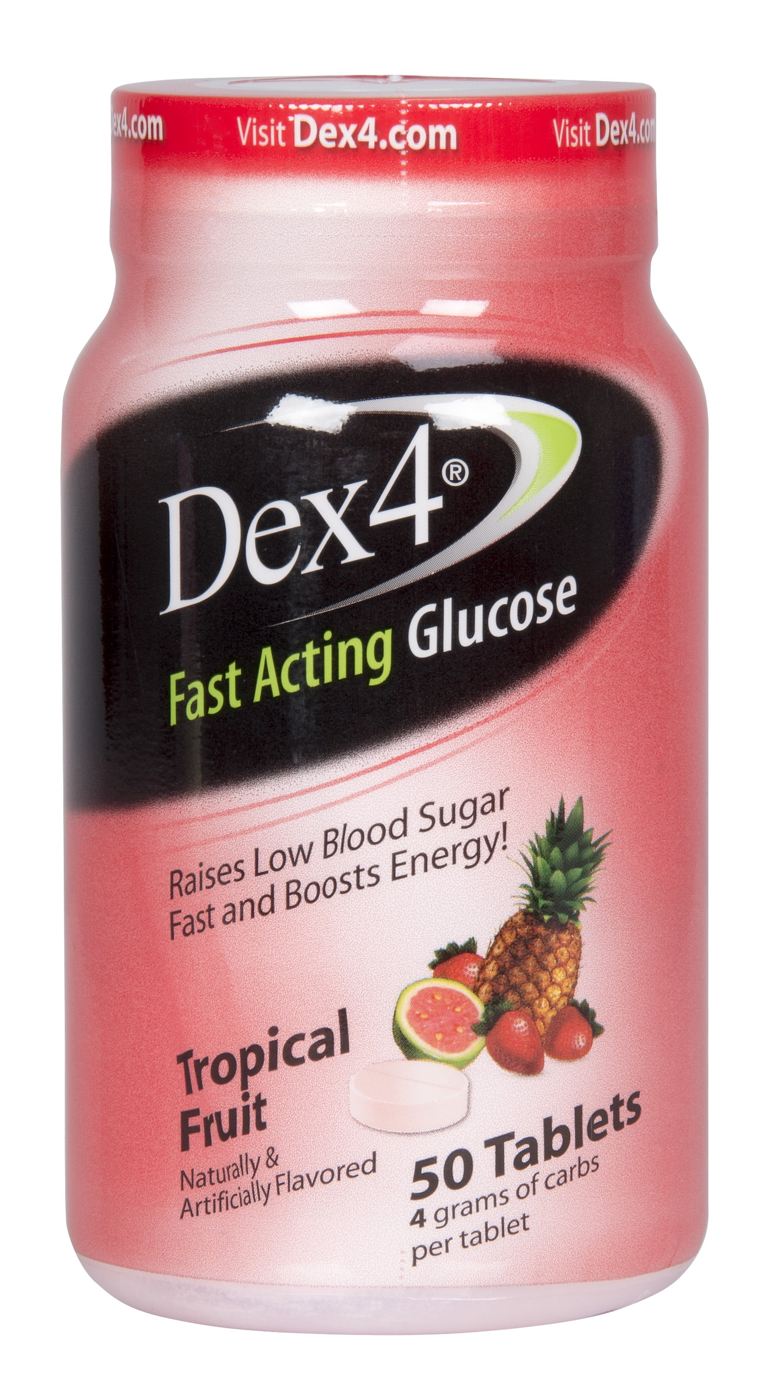 Dex4 Glucose Tablets, Tropical Fruit, 50 Ct