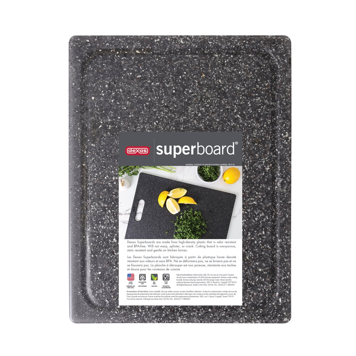 Dexas Heavy Granite Finish Rectangular Cutting Board, 10 x 13 Inches