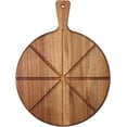 thumbnail image 1 of Dexas Acacia Wood Pizza Cutting Board, 14-Inch Round Paddle Board with Built-In Portion Grooves, Food Safe & Reversible, 1 of 8