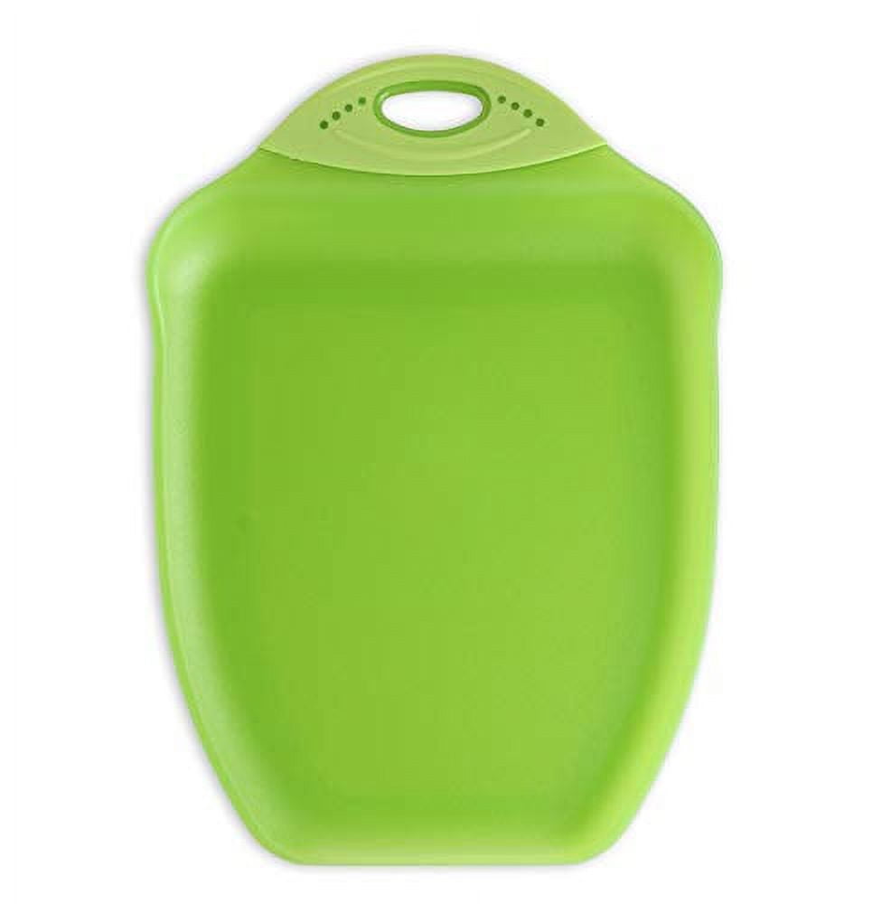 Green Plastic Rectangular Cutting Board with Handle and Juice Groove
