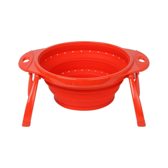 Dexas Collapsible Silicone 10 In. POP Colander, Red