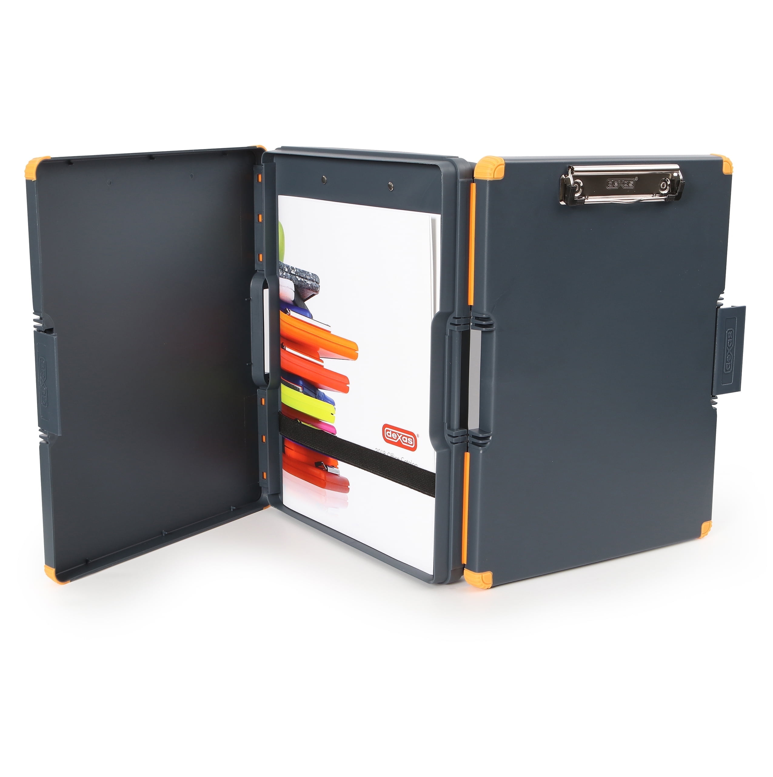 Dexas Duo Clipcase, Double Sided Clipboard Design, 13” x 10”, Gray/Orange