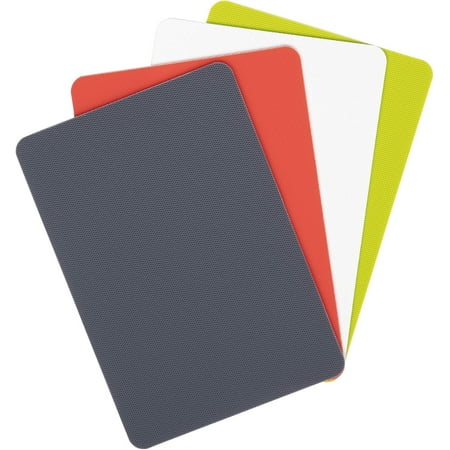 Dexas Heavy Duty Cutting Board Grippmat, Flexible Cutting Boards for Kitchen, Set of 4, Non Slip Plastic Board Cutting Mat 8 by 11 Inches Gray, Red, White and Green Set, Kitchen Gadgets