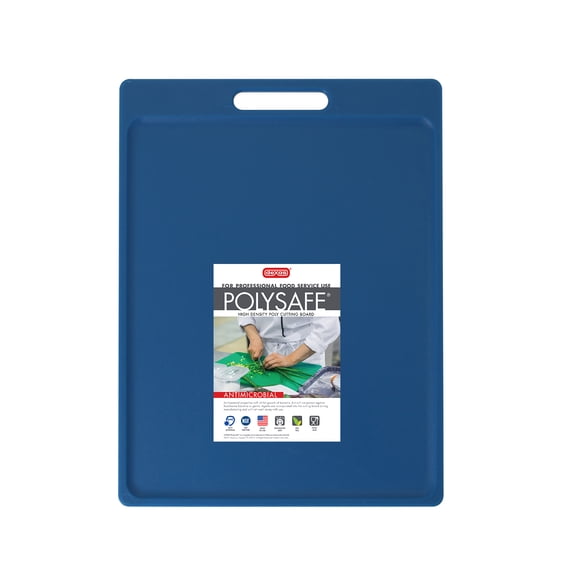 Dexas NSF Certified Polysafe Cutting Board with Handle, 11 x 14.5 Inches, Reversible Kitchen Cutting Board, Blue