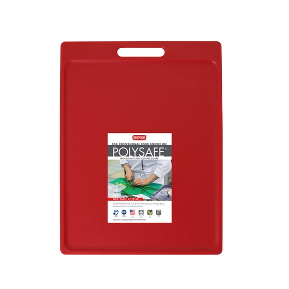 Dexas NSF Certified Polysafe Cutting Board with Handle, 11 x 14.5 Inches, Reversible Kitchen Cutting Board, Red