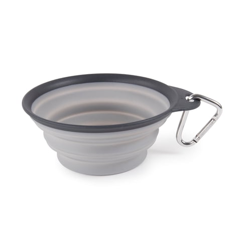 Dexas Pets Collapsible Travel Cup, Large/2 Cup Capacity, Light Gray