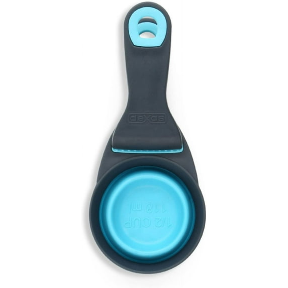 Dexas Popware for Pets Collapsible KlipScoop, 1/2 Capacity, Gray/Blue