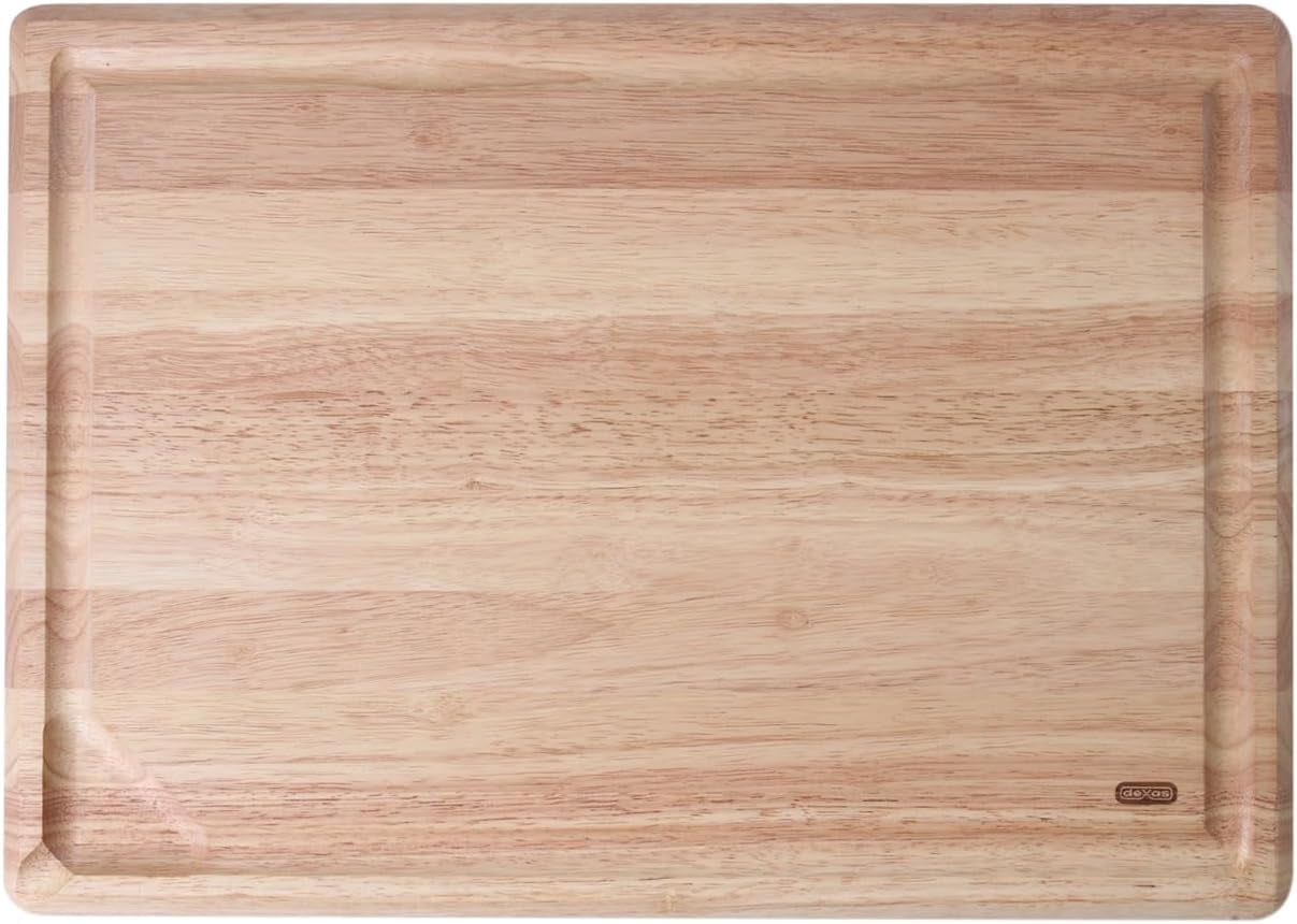 Dexas Rubberwood Pour Spout Cutting Board – 21" x 15" x 1" | Juice Groove, Easy-Pour Corner, Heavy-Duty Wood Board for Carving & Chopping