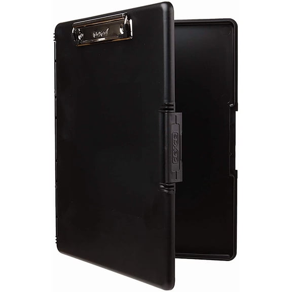 Dexas Slimcase 2 Plastic Clipboard with Storage and Side Opening, Black, Office Supplies Clipboards to Organize, Carry Store, A4 Holder, Style Functionality Nursing