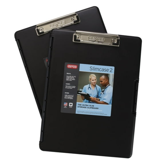 Dexas Slimcase2 Storage Clipboard-2 pack with Side Opening, Black