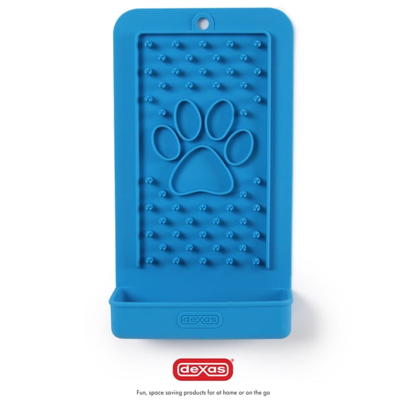 Dexas Snack & Distract, Vertical Slow Feeder Mat for Dogs, 9"x5", Pro Blue