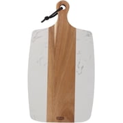 Dexas White Marble and Acacia Wood Charcuterie Board – 15.75 x 8.5 Serving Platter – Cheese, Meat & Appetizer Tray for Entertaining