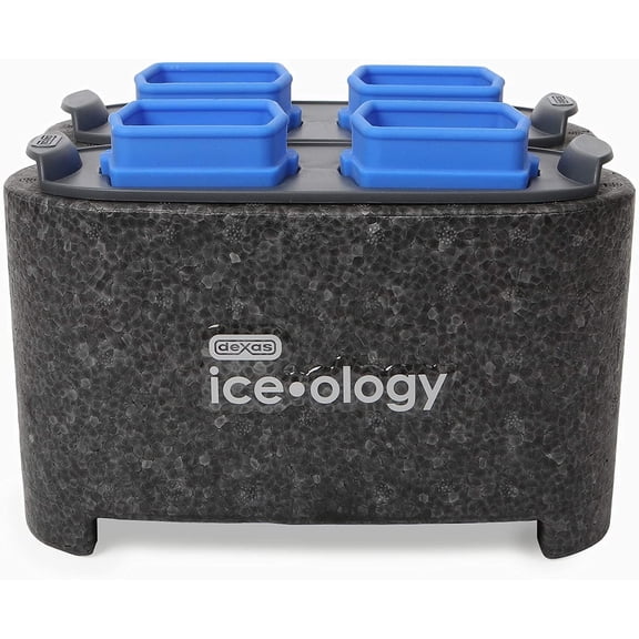 Dexas ice•ology Silicone Clear Ice Maker Tray for Crystal Clear Craft Cocktail Ice, 4 Count Square Cube Tray