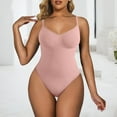 thumbnail image 1 of Dexiang Clearance Womens Sexy Tummy Control Bodysuits Plus Size Spaghetti Strap Sleeveless Bodysuit Shapewear Cami Tank Tops with Built in Bra Pink XXL, 1 of 5