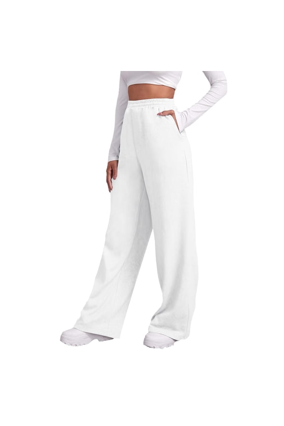 Dexiang Juniors Girls Sweatpants Clearance Active Comfy Sweatpants Joggers High Waisted Sweat Pants Joggers Comfortable Baggy with Pockets White S