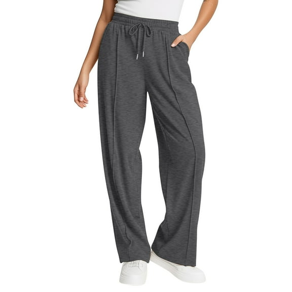Dexiang Womens Causal Wide Leg Pants,Plud Sieze Sweatpants for Juniors Teen Girls Clearance Casual High Waisted Workout Joggers Lounge Pants Athletic Baggy Dark Gray M