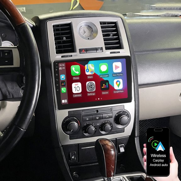 Dexico 10 Inch Touch Screen Car Radio for Chrysler 300C 2008-2010 with Wireless Carplay and Android Auto, Android 13 Car Stereo Support Bluetooth WiFi GPS FM/RDS SWC Backup Camera