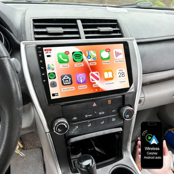 Dexico 10 Inch Touch Screen Car Radio for Toyota Camry 2015-2017, Android 13 Car Stereo Support Wireless CarPlay & Android Auto Bluetooth WiFi GPS Navigation FM/RDS AHD Backup Camera