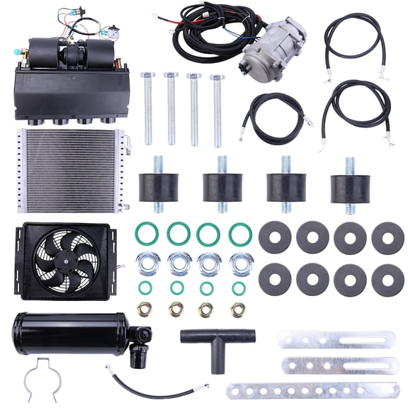 Dexico 12V Electric Cool Heat Universal Underdash Air Conditioner DC Auto Car A/C Kit Parking Air Conditioner Digital Inverter Control R134a 1800-2000W