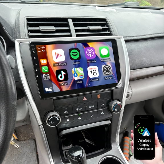 Dexico 2+64G 10.2inch Android 15 Car Stereo for Toyota Camry 2015-2017, IPS Touchscreen Screen Car Radio with Carplay Android Auto Support WiFi FM/RDS GPS Navi Bluetooth SWC Backup Camera