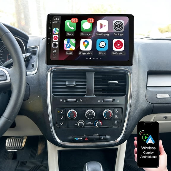 Dexico 2+64G Android 15 Car Radio for Dodge Grand Caravan 2011-2020,for Chrysler Town & Country 2011-2016, Grand Voyager 2011-2015 with Wireless Carplay Andorid Auto Touchscreen GPS WiFi Bluetooth FM