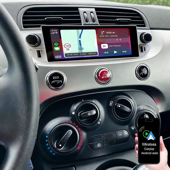 Dexico 2G+32G Android Car Radio for Fiat 500 2007-2015, 6.86" IPS Touch Screen Car Stereo Built-in Wireless Carplay Android Auto GPS WIFI Mirror Link Bluetooth FM RDS DSP USB Backup Camera
