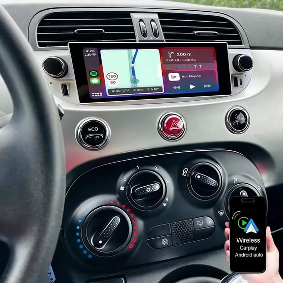 Dexico 2G+32G Android Car Radio for Fiat 500 2007-2015, 6.86" IPS Touch Screen Car Stereo Built-in Wireless Carplay Android Auto GPS WIFI Mirror Link Bluetooth FM RDS DSP USB Backup Camera