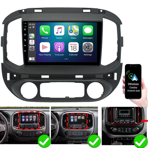Dexico 2G+32G Android Car Stereo for Chevrolet Silverado 2015-2017 Radio Support Wireless CarPlay Android Auto, 9" Car Radio with Bluetooth Touchscreen GPS Navi WiFi FM SWC AHD Backup Camera