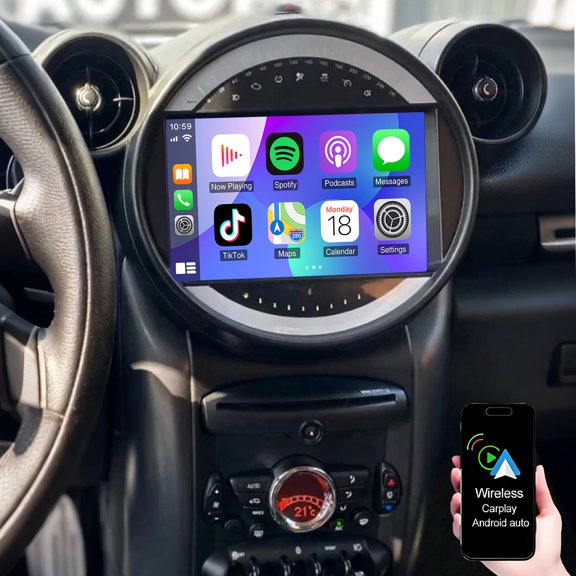 Dexico 2G+64G Car Radio for Mini Cooper 2011-2016 with Wireless CarPlay Android Auto, 9" Touchscreen Android 13 Car Stereo with Mirror Link WiFi/GPS Bluetooth FM/RDS SWC+Backup Camera