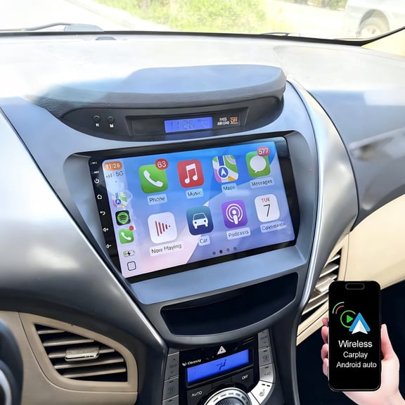 Dexico 4+64G Android 14 Car Stereo for Hyundai Elantra 2011-2013, 9.7'' Touchscreen Car Radio with Wireless Carplay Android Auto FM/RDS/32EQ Bluetooth GPS WiFi SWC Backup Camera