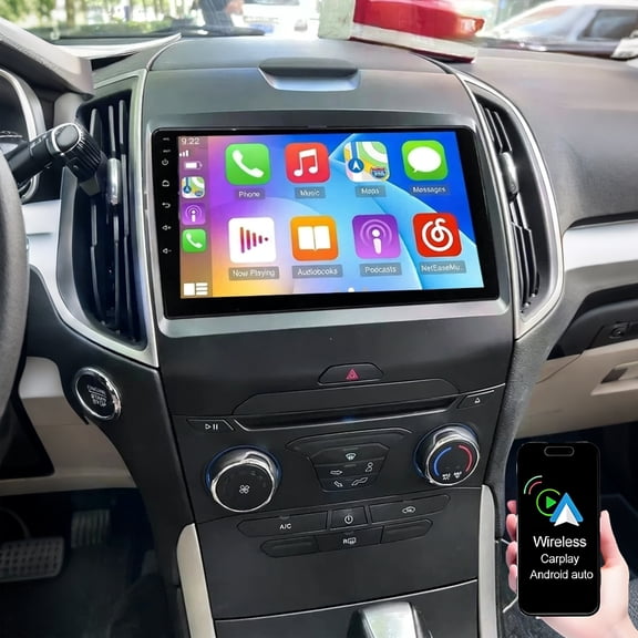 Dexico 4+64G Android 15 Car Radio for Ford Edge 2015 2016 2017 2018, 9" Touchscreen Car Stereo with Wireless CarPlay/Android Auto Bluetooth GPS Navi WiFi FM/RDS + AHD Backup Camera
