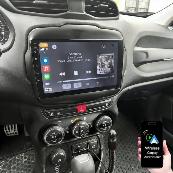 Dexico 4+64G Android 15 Car Stereo for Jeep Renegade 2015-2020, 9" Touchscreen Car Radio with Wireless Carplay Android Auto WiFi Bluetooth Mirror Link GPS SWC FM/RDS/EQ Backup Camera