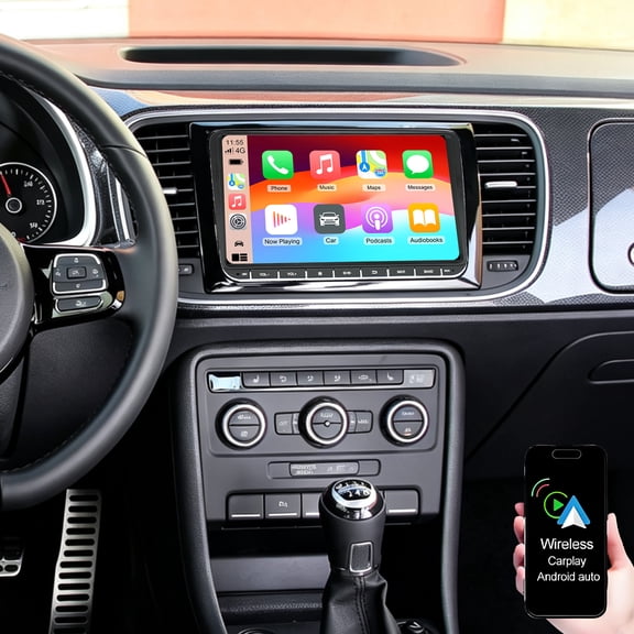 Dexico 4+64G Android 15 Car Stereo for VW Beetle 2012-2019 with Wireless Carplay Android Auto 9 Inch IPS Touch Screen Car Radio with GPS Navi WiFi Bluetooth 5.0 EQ FM RDS Backup Camera